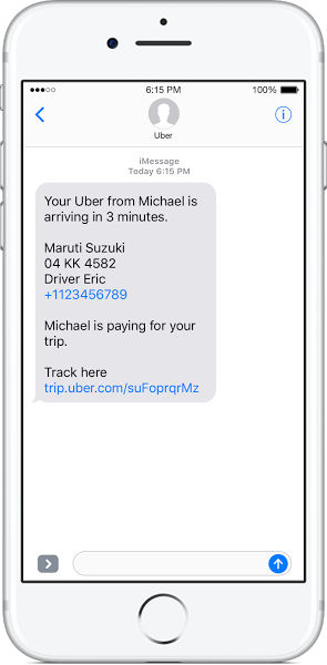 Uber幫忙叫車簡訊