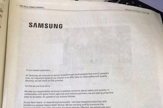 Samsung Note 7 Apology Ad