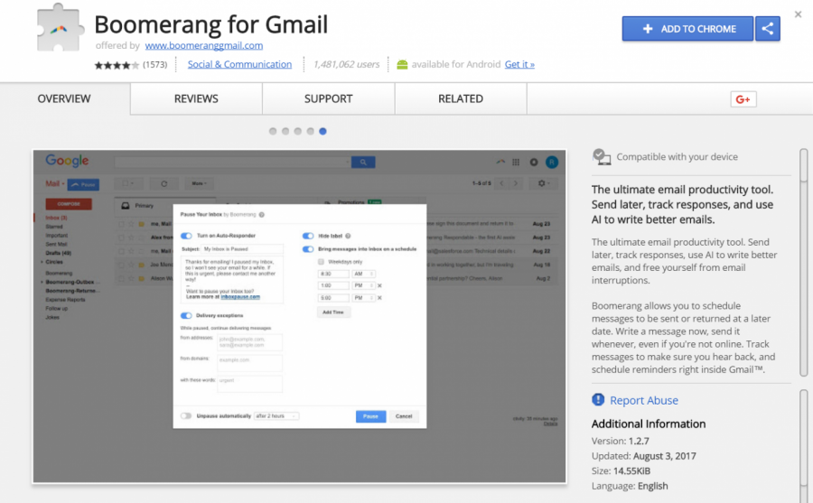 boomerang for gmail not in extension list