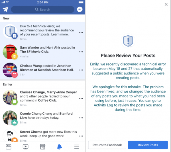 Facebook Privacy Bug