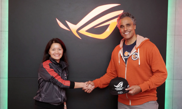 Vivian Lien (left) teams up with Rick Fox (right).