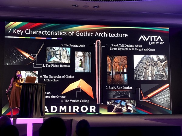 AVITA新款筆記型電腦ADMIROR,主打哥德式建築美感設計。