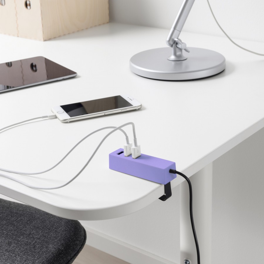 LÖRBY USB充電器附夾, 紫色.jpg