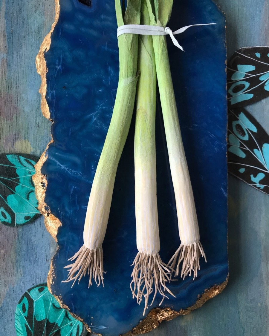 16 Ann Wood Woodlucker veggies_06.jpg 纸艺术的全新境界!美国艺术家奶奶 Ann Wood 似幻似真的纸花、蔬果、羽毛、昆虫 5