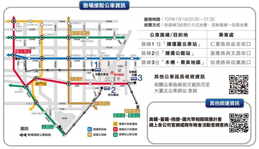 散場接駁公車 3 路線