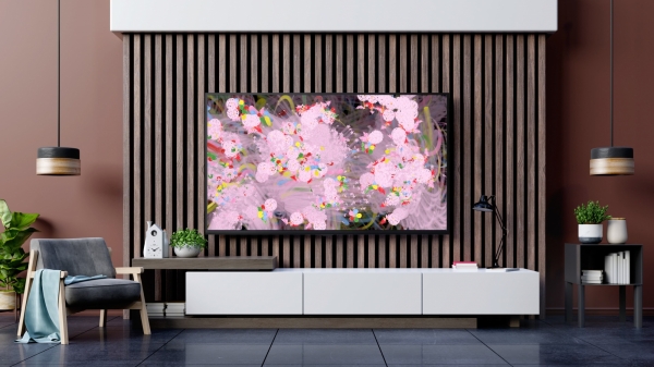 圖1《Flowers Bombing Home》於電視放映(圖片提供teamLab).jpg