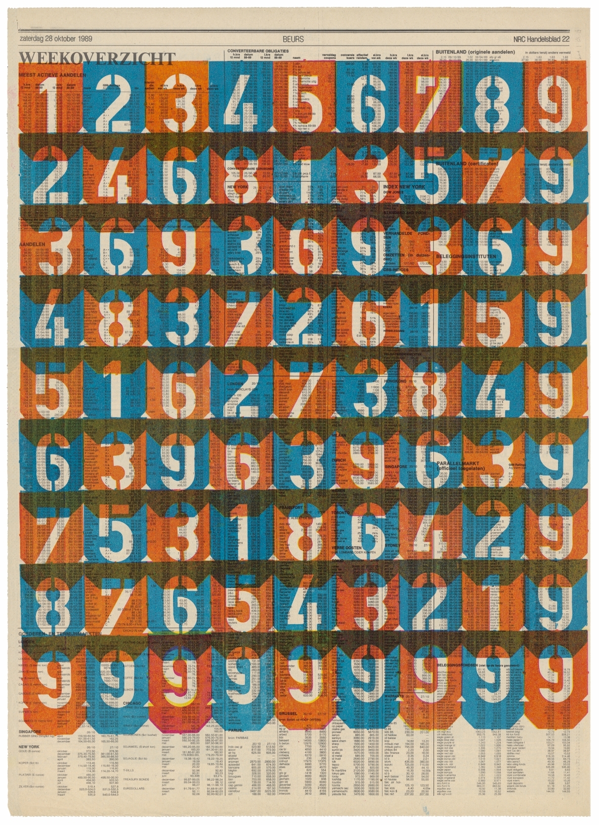 Karel Martens作品13-Magical Square, monoprint 舊報紙, 1